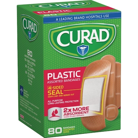 Assorted Plastic Adhesive Bandages, 80PK -  CURAD, CUR45157RB
